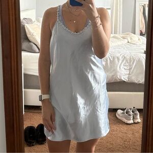 Vintage Silk baby blue slip dress Sz Medium